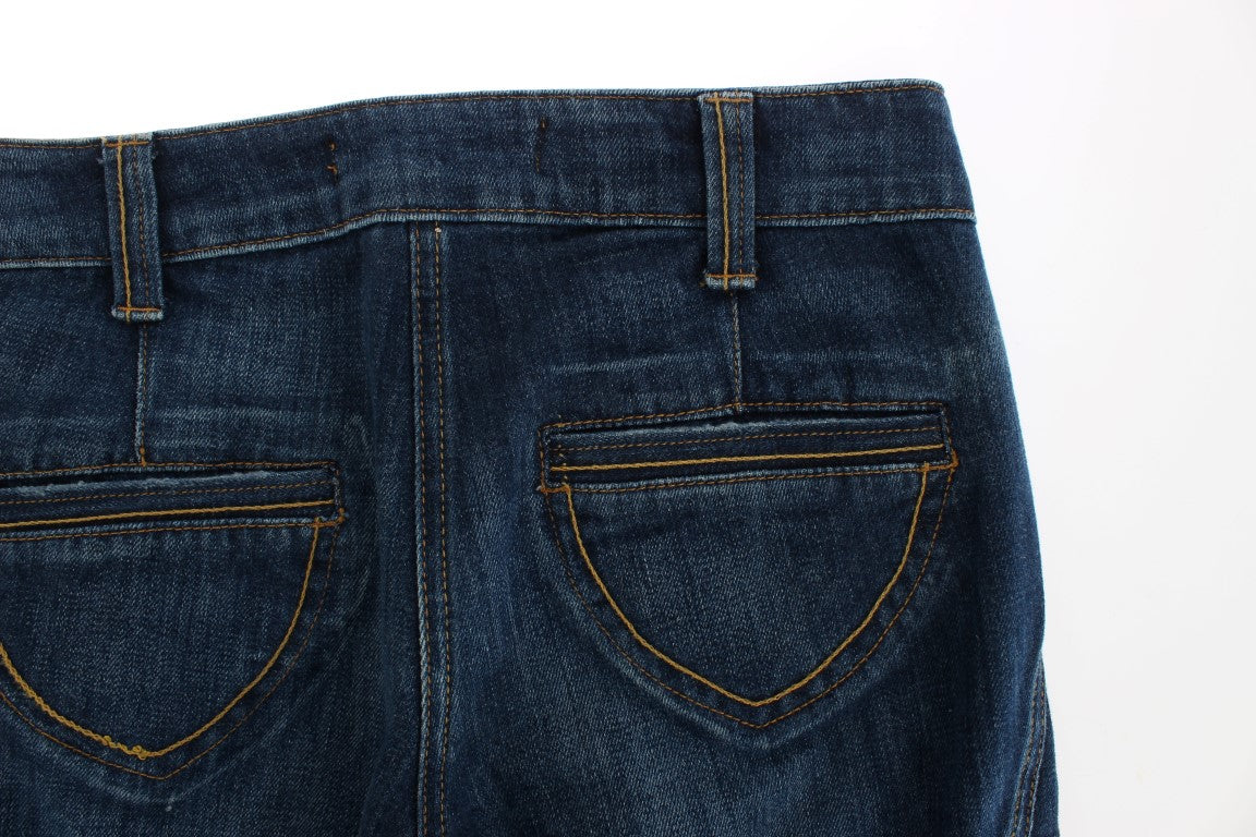 Cavalli Blue Cotton Stretch Low Waist Jeans Cavalli
