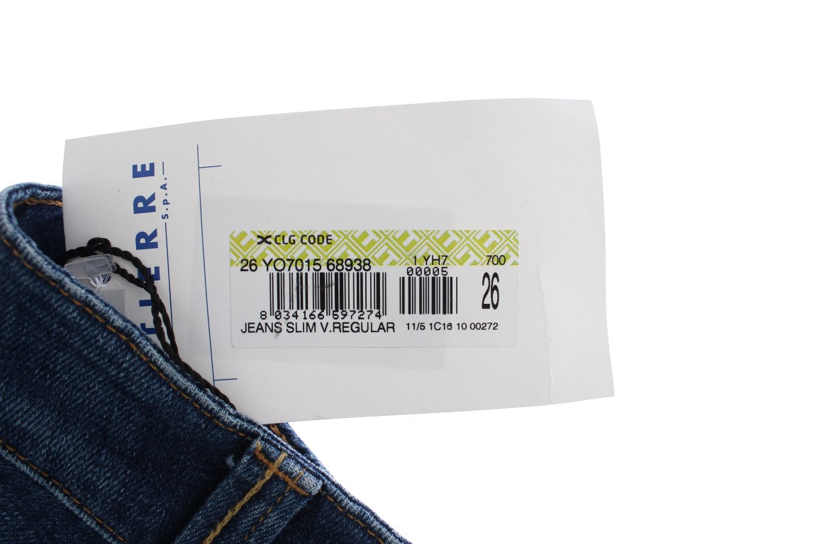 Cavalli Blue Cotton Stretch Low Waist Jeans Cavalli