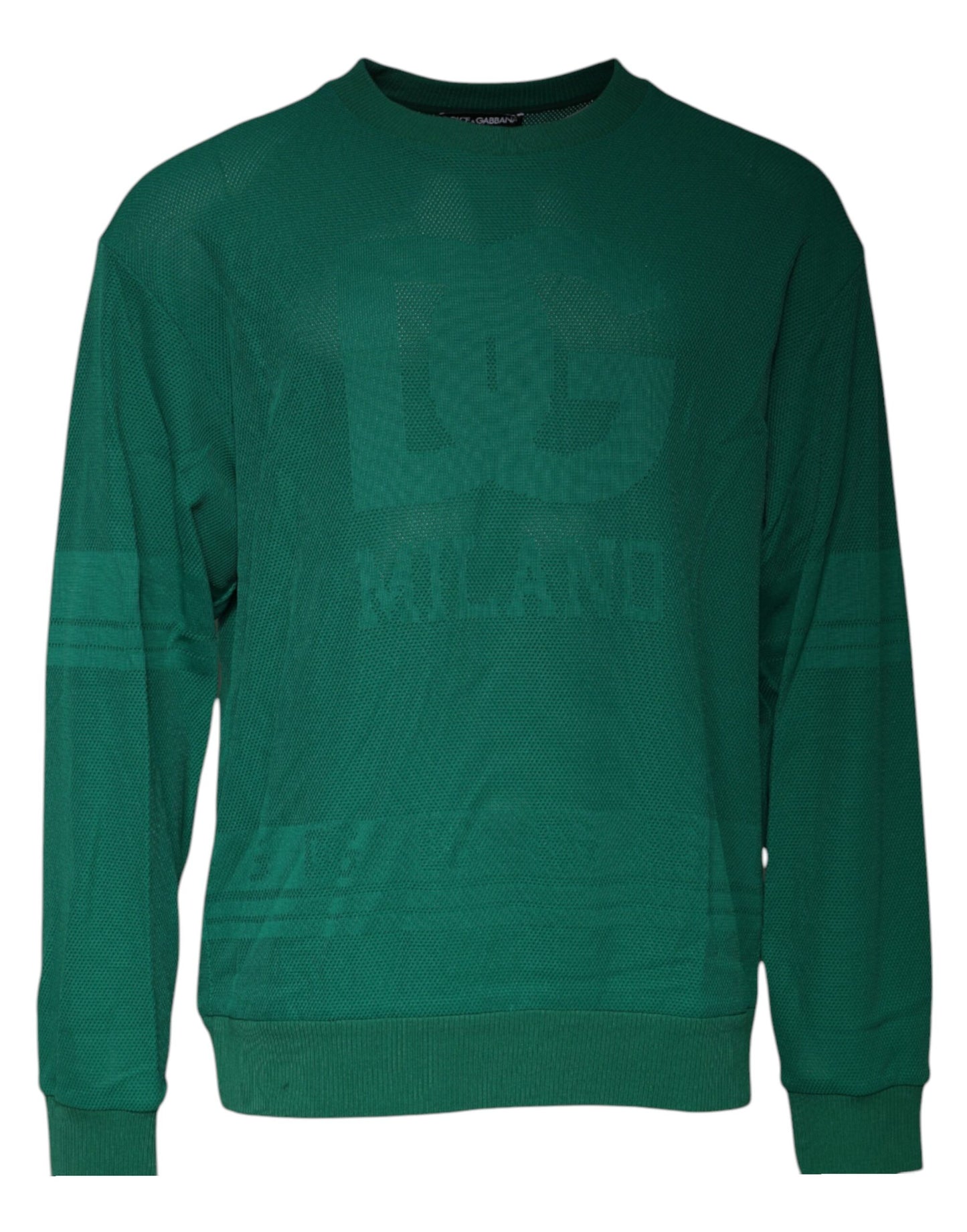 Dolce & Gabbana Green Logo Nylon Crew Neck Pullover Sweater Dolce & Gabbana