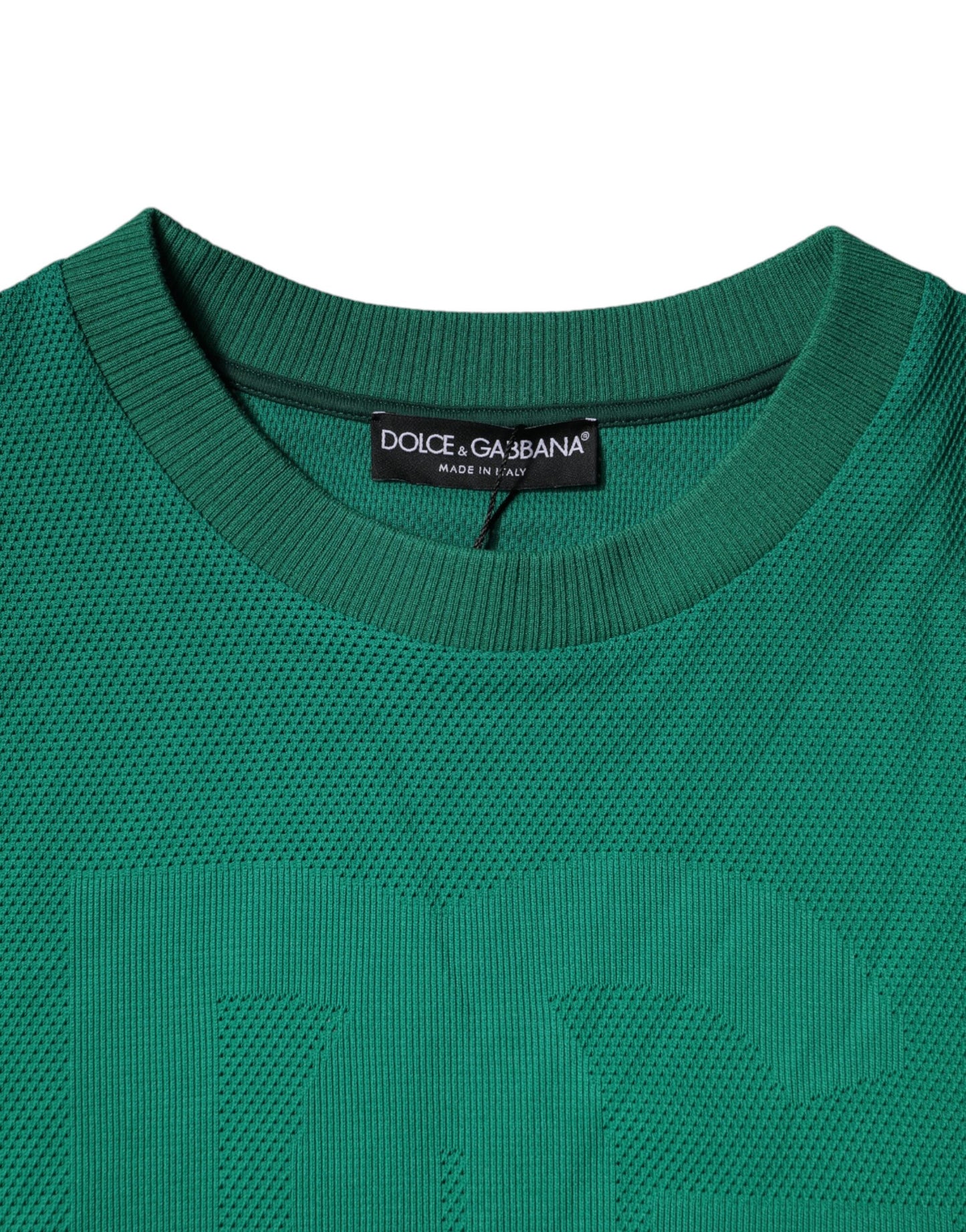 Dolce & Gabbana Green Logo Nylon Crew Neck Pullover Sweater Dolce & Gabbana