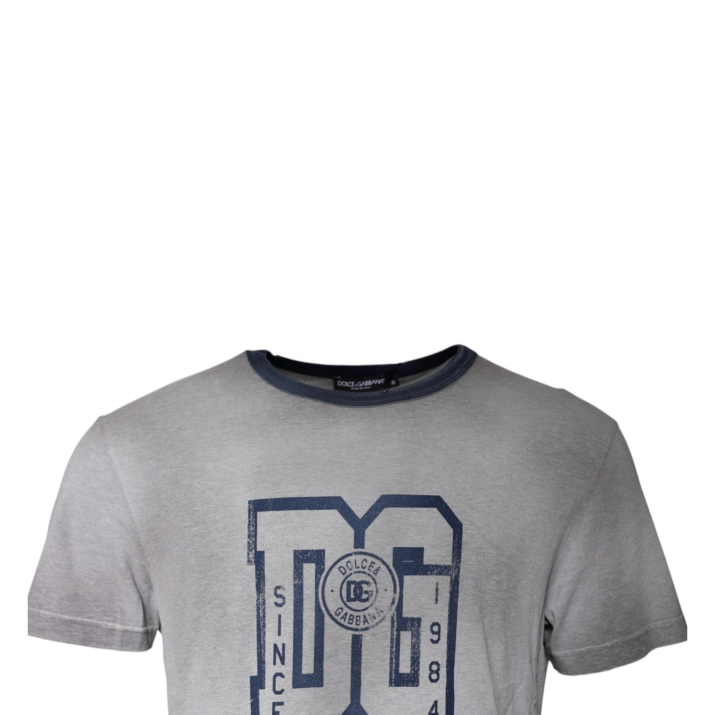 Dolce & Gabbana Gray Logo Print Cotton Crew Neck T-shirt Dolce & Gabbana
