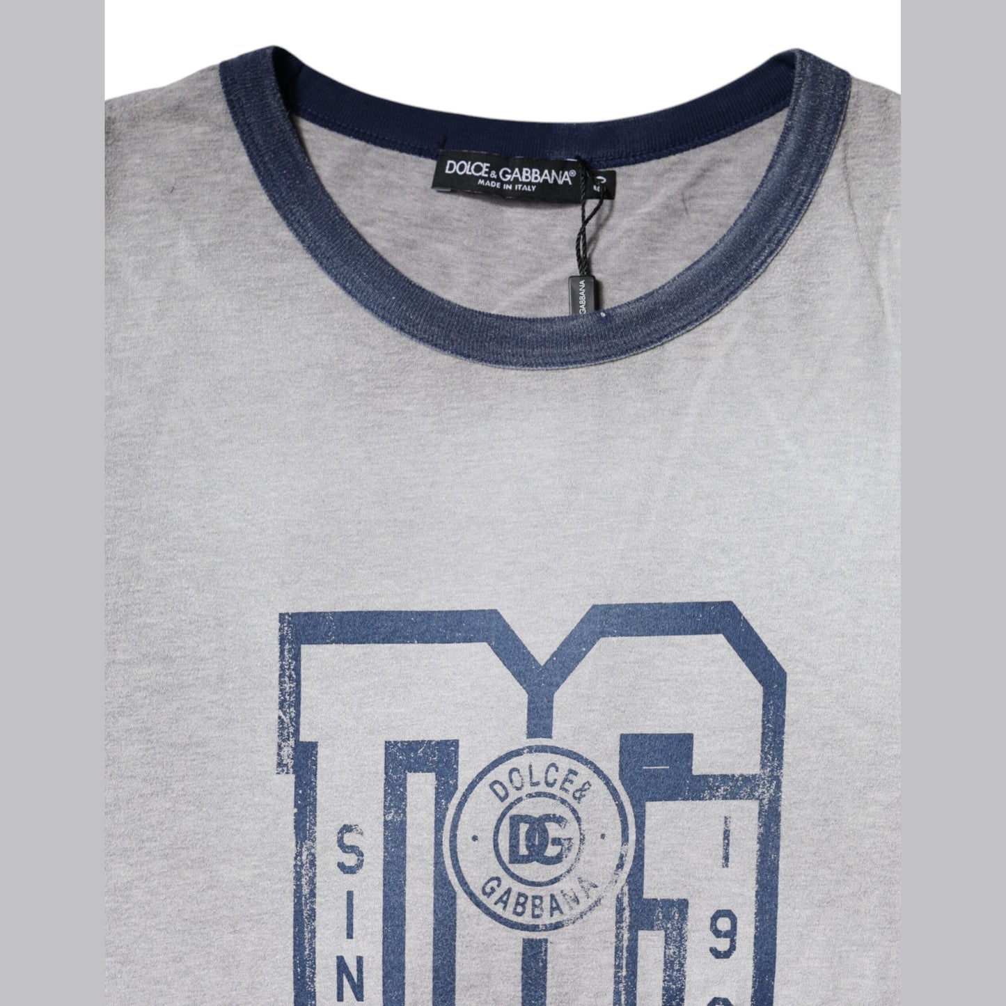 Dolce & Gabbana Gray Logo Print Cotton Crew Neck T-shirt Dolce & Gabbana