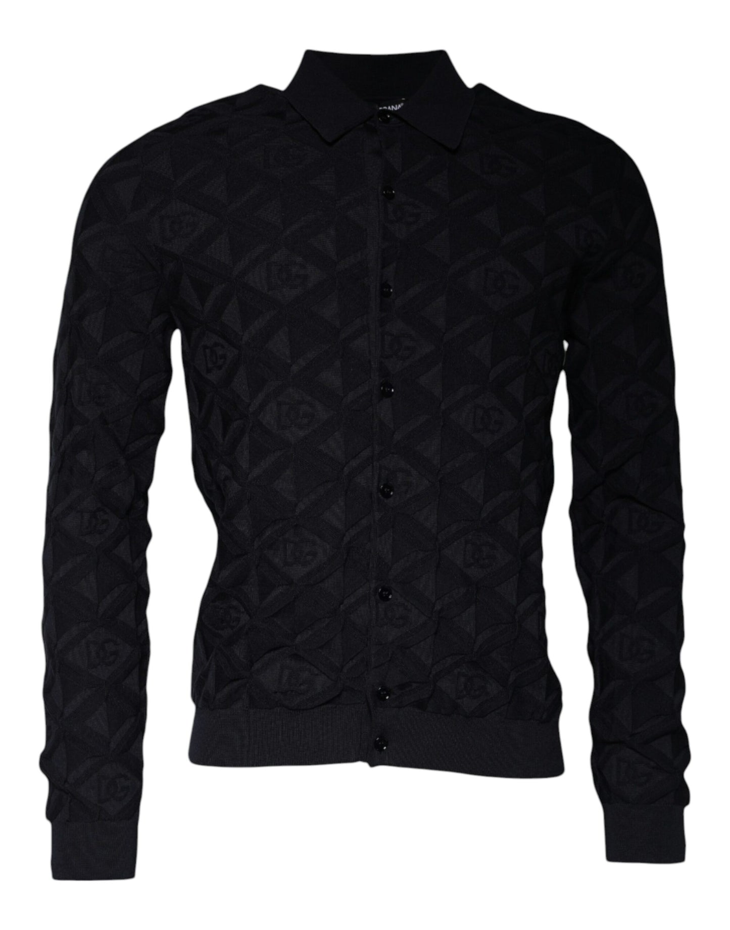 Dolce & Gabbana Black Silk Crew Neck Men Cardigan Sweater Dolce & Gabbana
