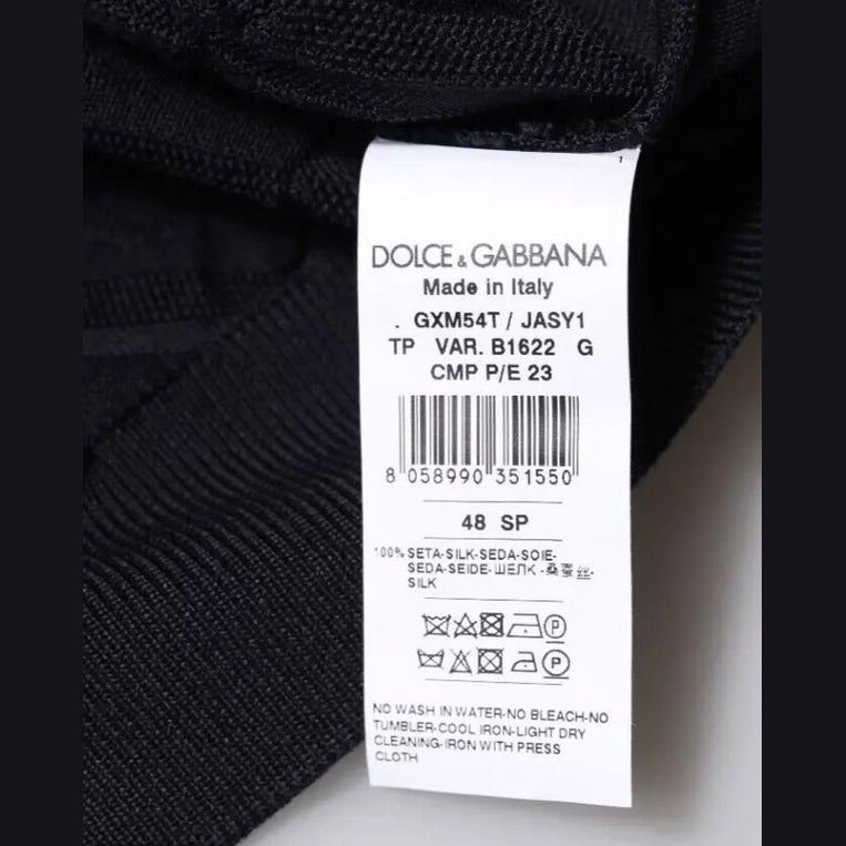 Dolce & Gabbana Black Silk Crew Neck Men Cardigan Sweater