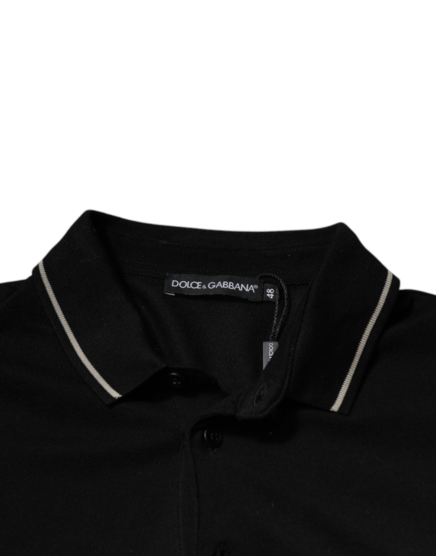 Dolce & Gabbana Black White Cotton Short Sleeves Polo T-shirt Dolce & Gabbana