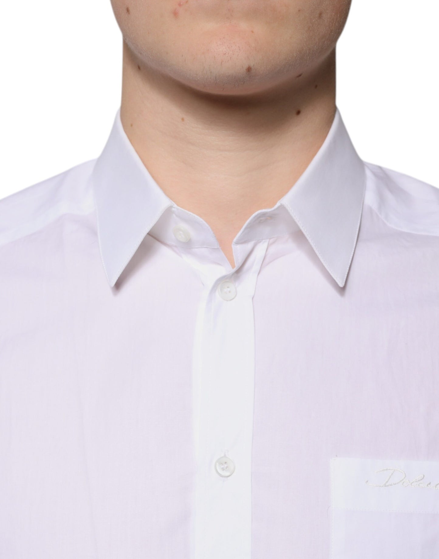 Dolce & Gabbana White Cotton Long Sleeves GOLD Dress Shirt Dolce & Gabbana