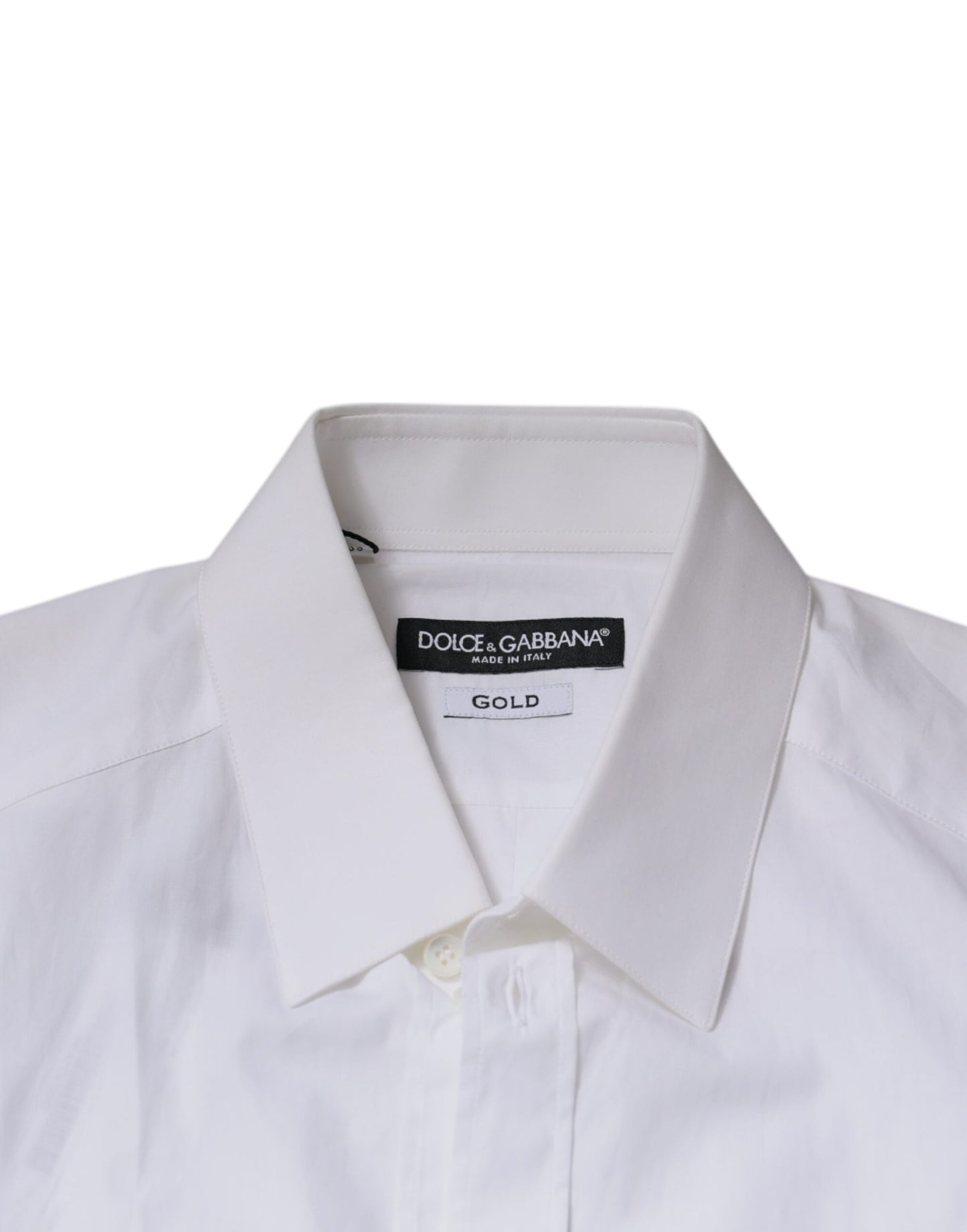 Dolce & Gabbana White Cotton Long Sleeves GOLD Dress Shirt Dolce & Gabbana