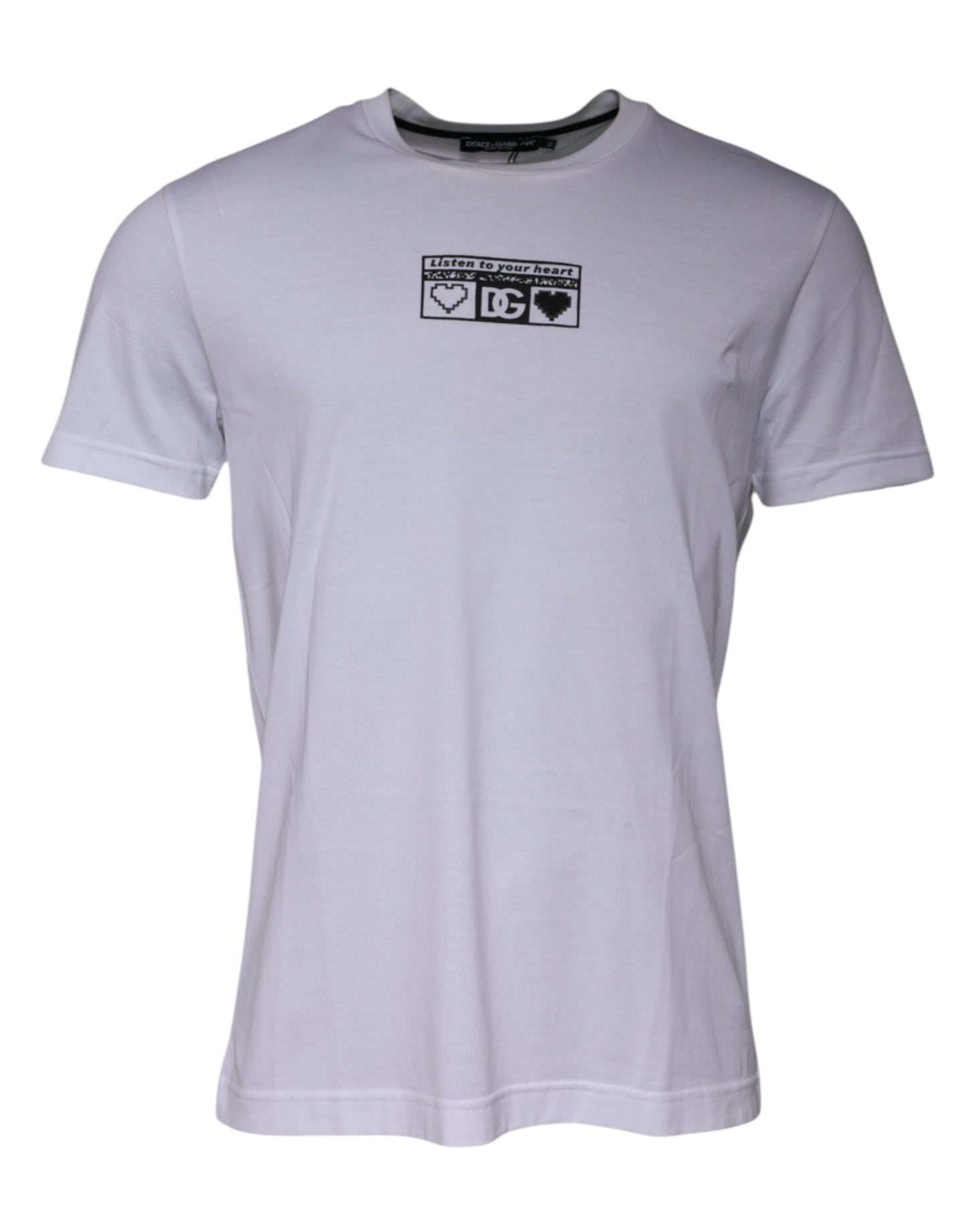 Dolce & Gabbana White Logo Print Cotton Crew Neck T-shirt Dolce & Gabbana