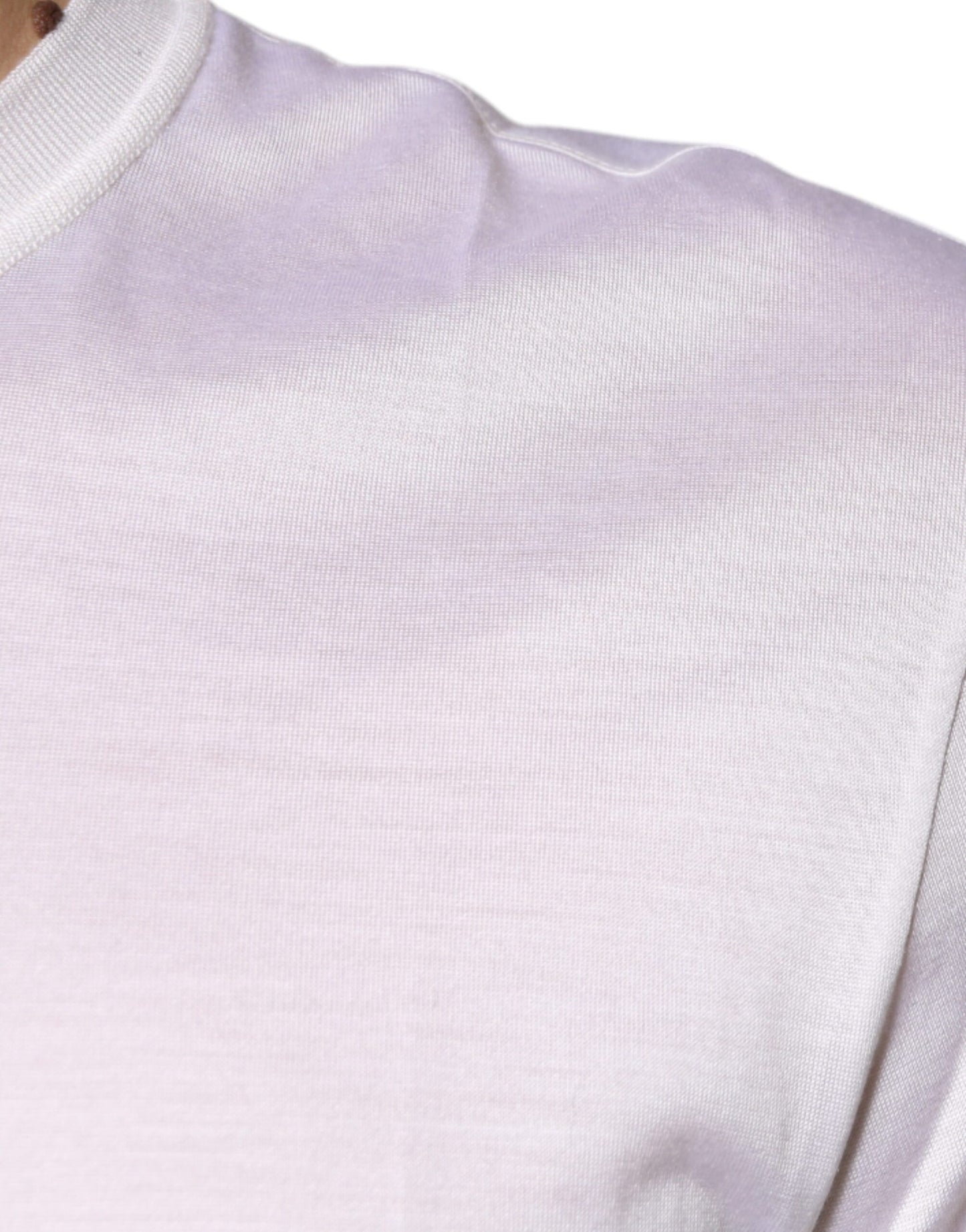 Dolce & Gabbana White Silk Crew Neck Men Pullover Sweater Dolce & Gabbana
