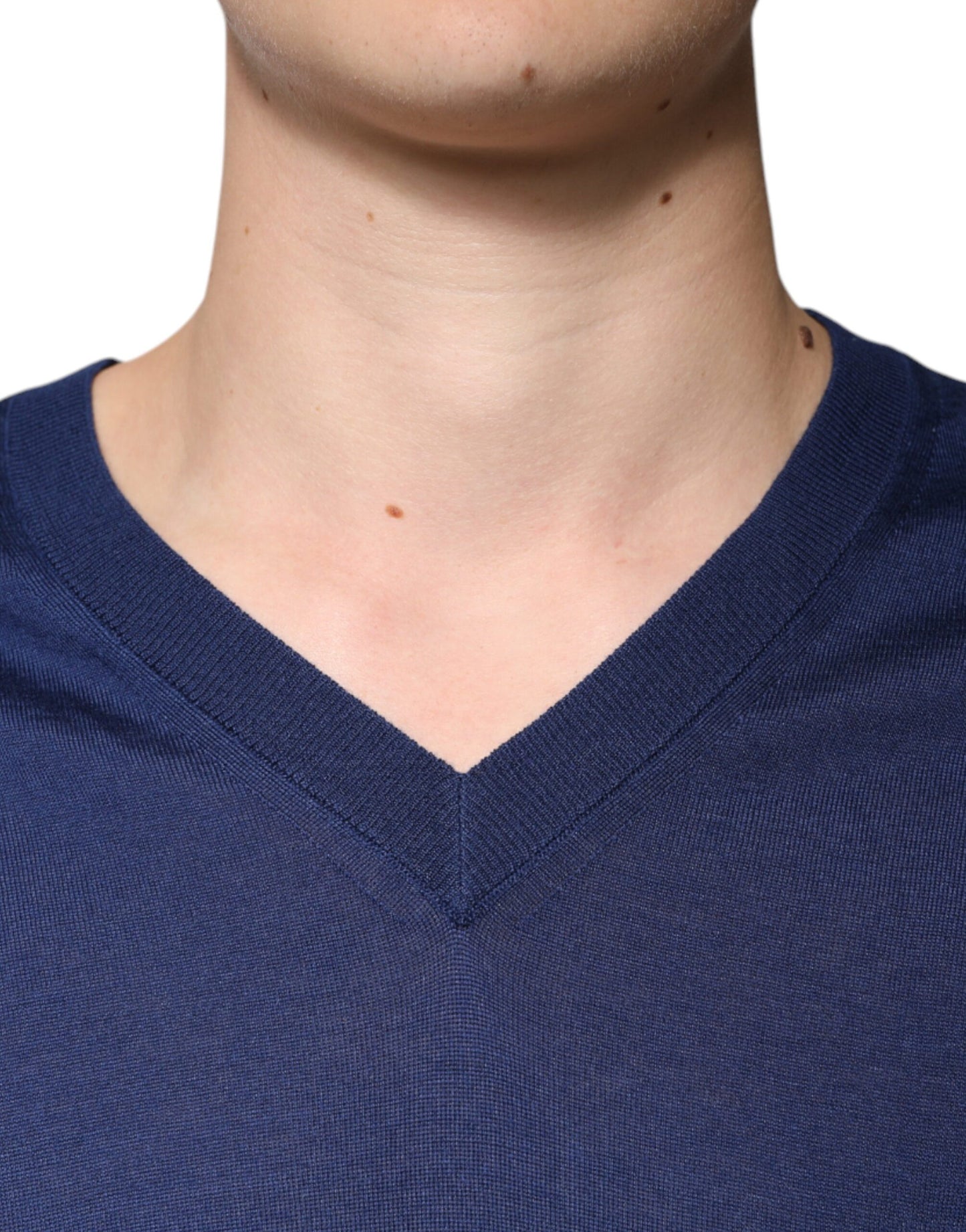 Dolce & Gabbana Navy Blue Cashmere V-neck Pullover Sweater Dolce & Gabbana