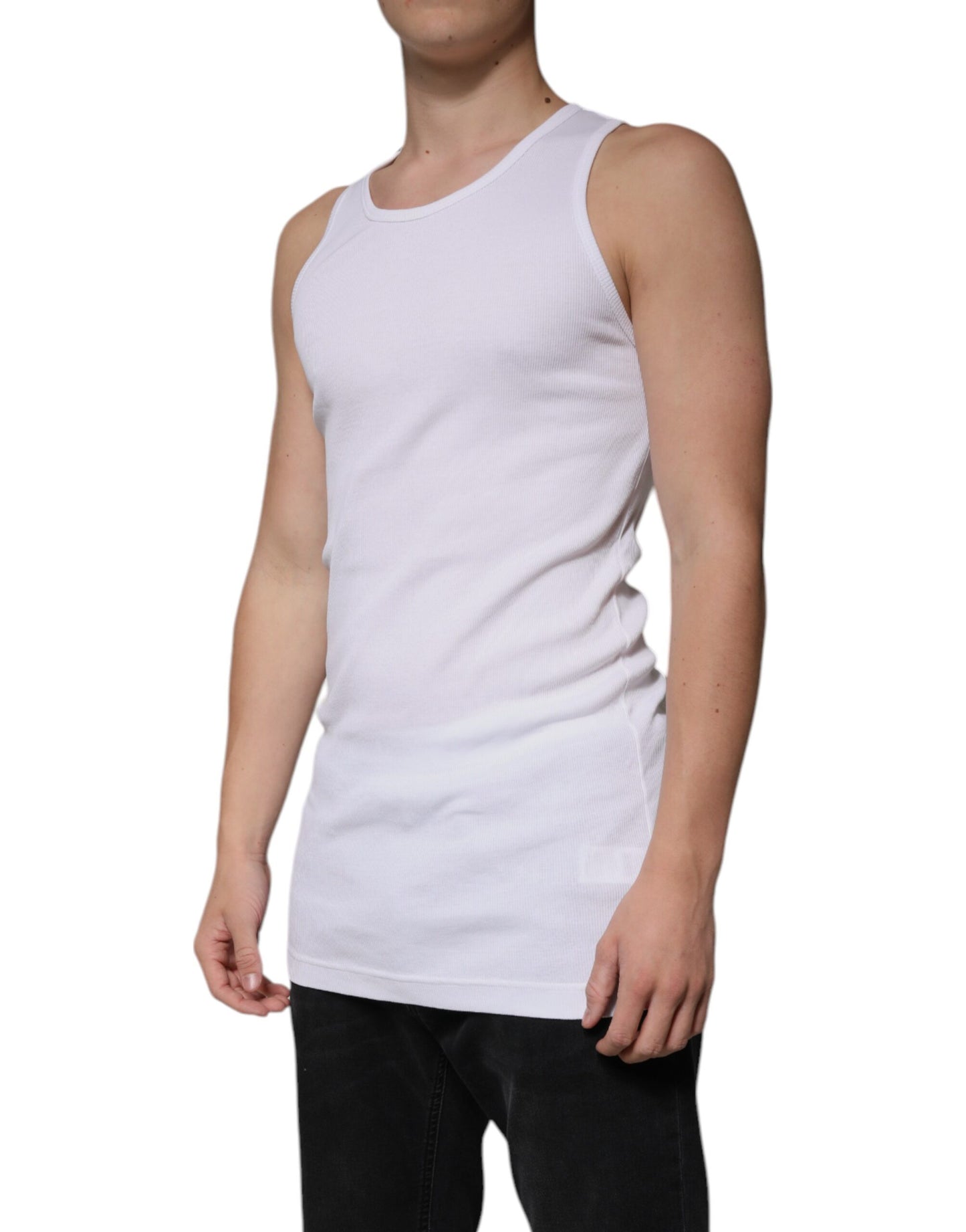 Dolce & Gabbana White Cotton Sleeveless Round Neck Tank T-shirt Dolce & Gabbana