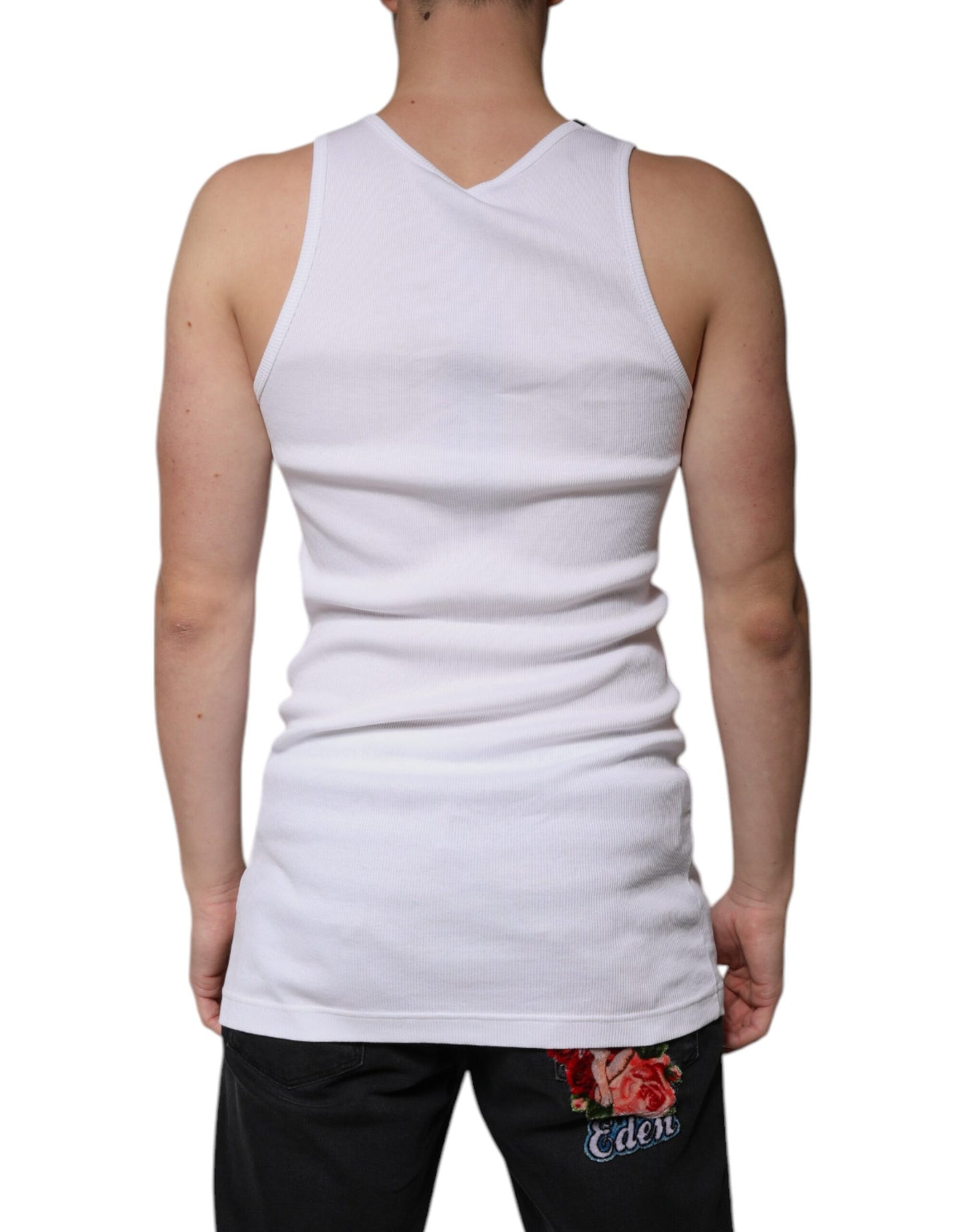 Dolce & Gabbana White Cotton Sleeveless Round Neck Tank T-shirt Dolce & Gabbana