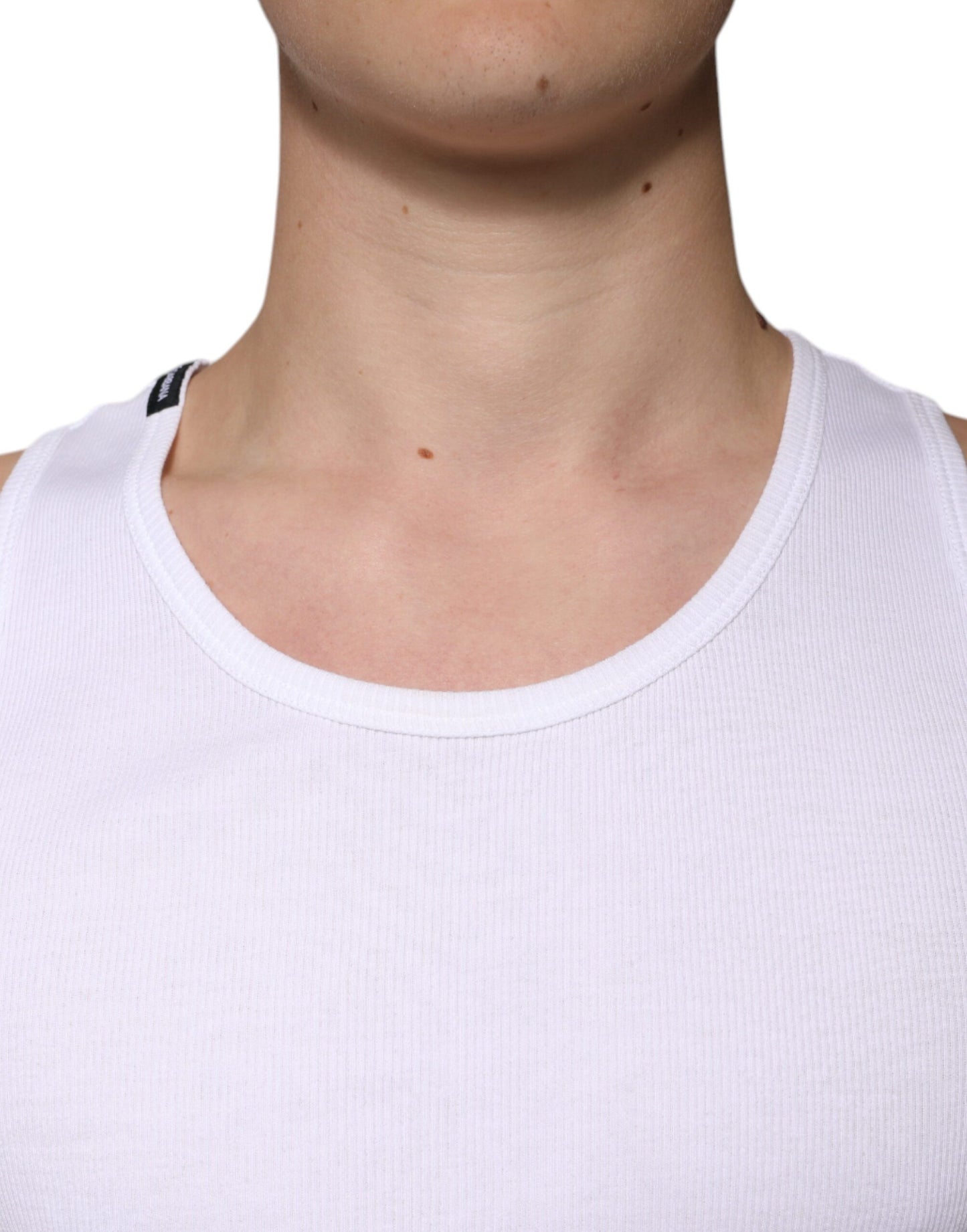 Dolce & Gabbana White Cotton Sleeveless Round Neck Tank T-shirt Dolce & Gabbana