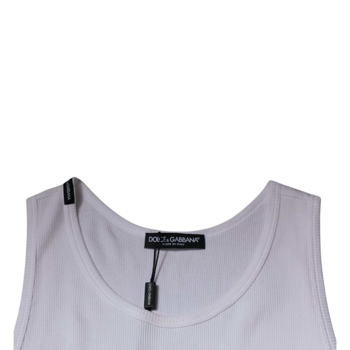 Dolce & Gabbana White Cotton Sleeveless Round Neck Tank T-shirt