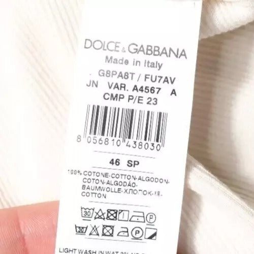 Dolce & Gabbana Off White Cotton Sleeveless Round Neck Tank T-shirt Dolce & Gabbana