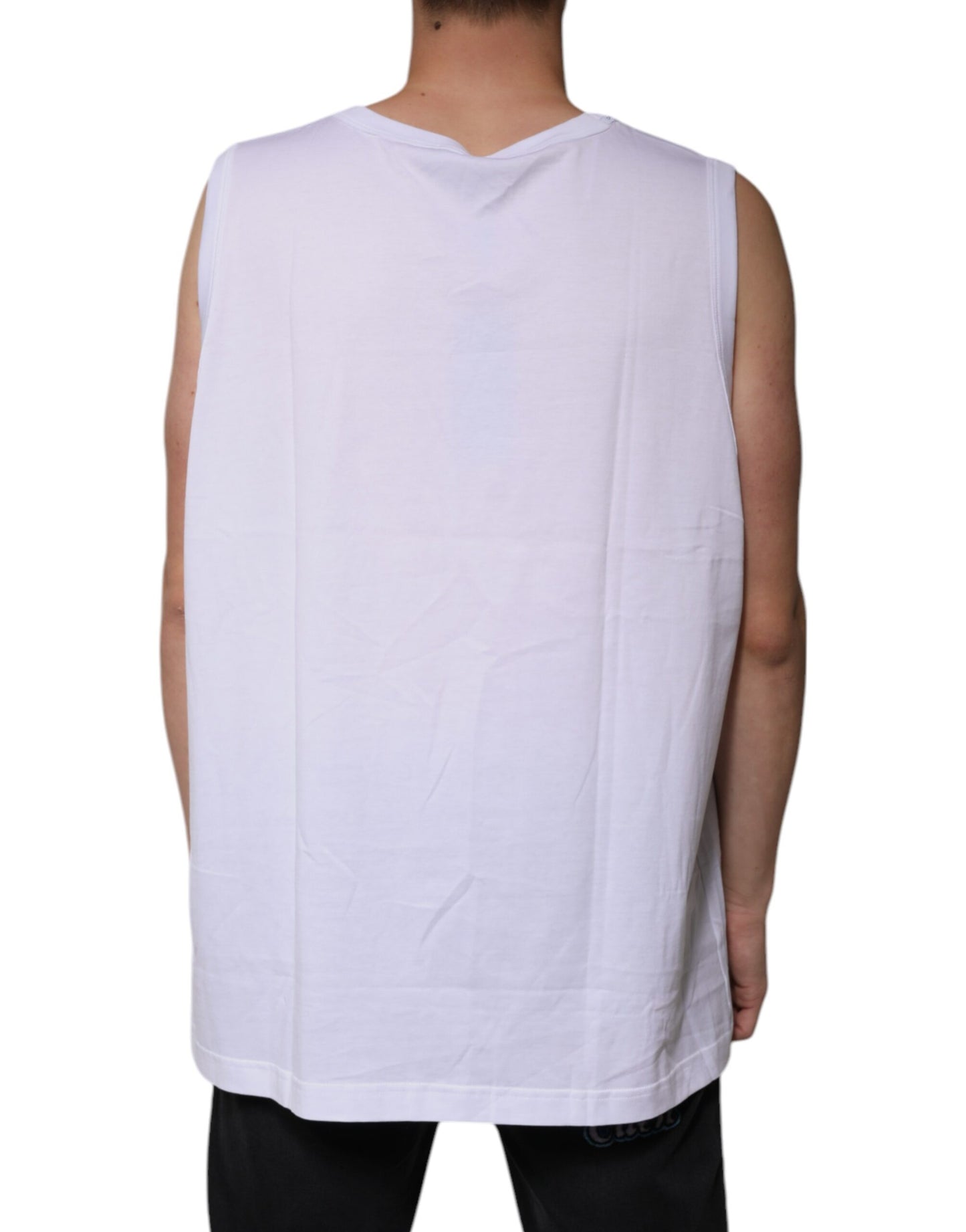 Dolce & Gabbana White Cotton Sleeveless Round Neck Tank T-shirt Dolce & Gabbana