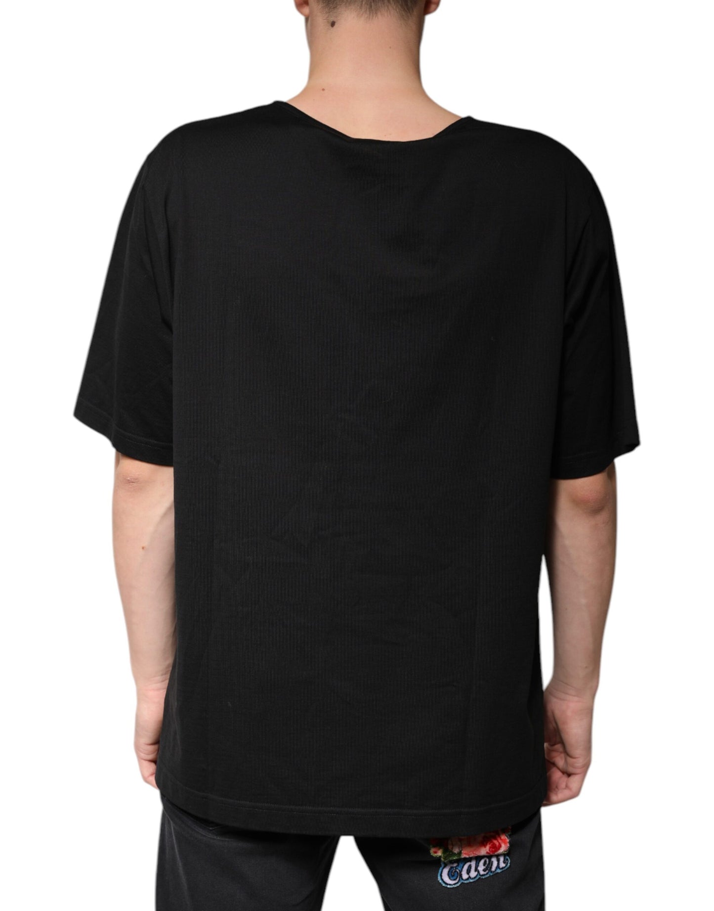 Dolce & Gabbana Black Cotton V-neck Short Sleeves T-shirt Dolce & Gabbana