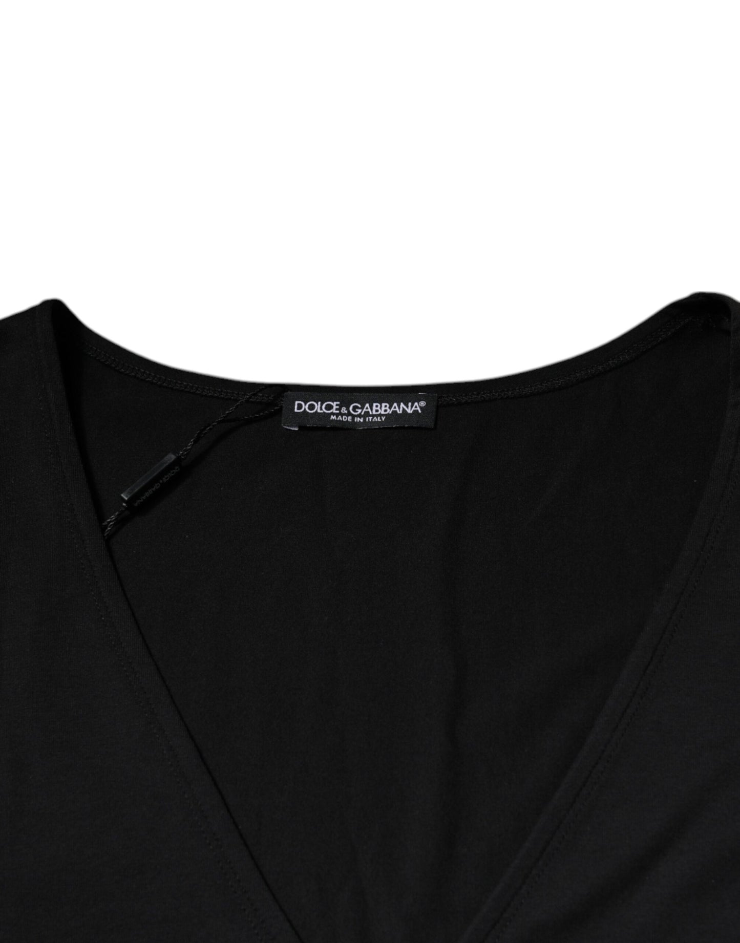 Dolce & Gabbana Black Cotton V-neck Short Sleeves T-shirt Dolce & Gabbana