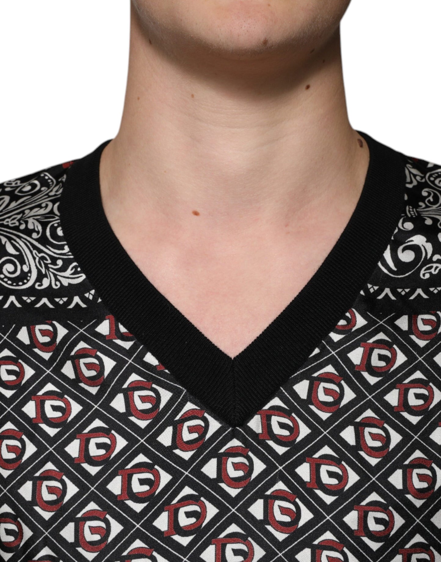 Dolce & Gabbana Black Logo Wool V-neck Pullover Sweater Dolce & Gabbana