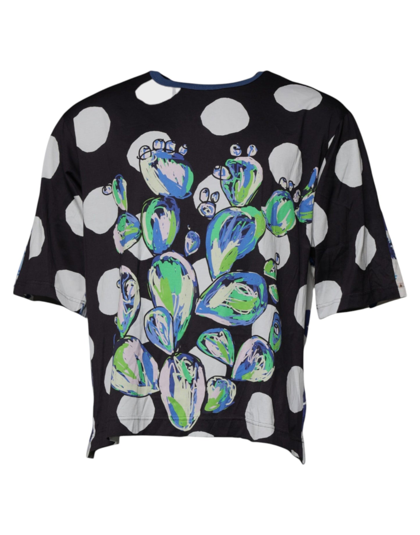 Dolce & Gabbana Black White Printed Cotton Crew Neck T-shirt Dolce & Gabbana