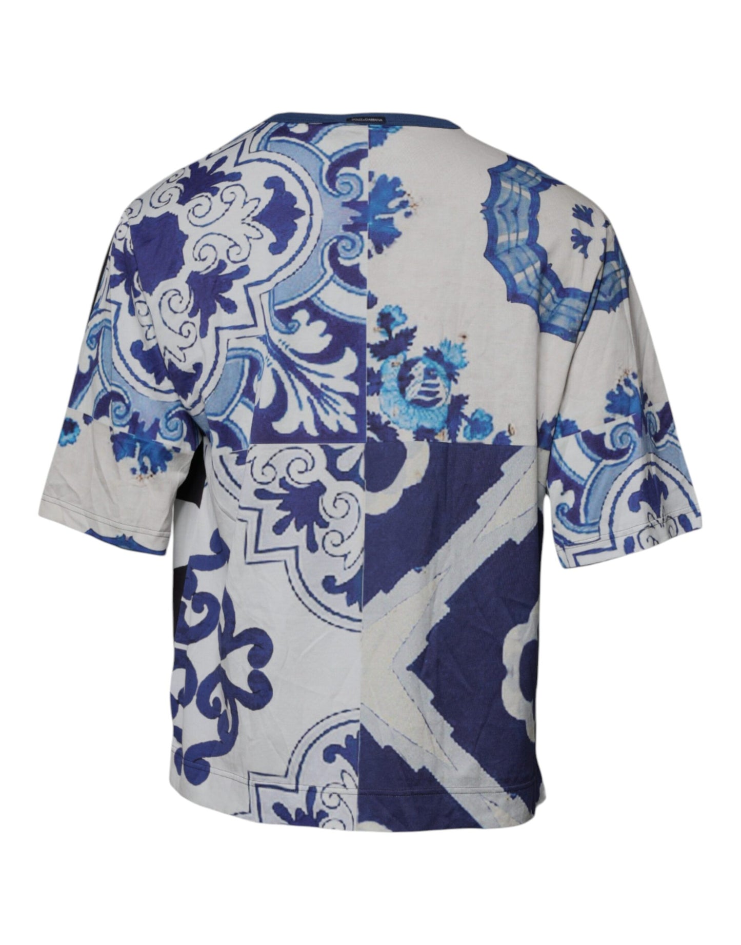 Dolce & Gabbana Black White Printed Cotton Crew Neck T-shirt Dolce & Gabbana