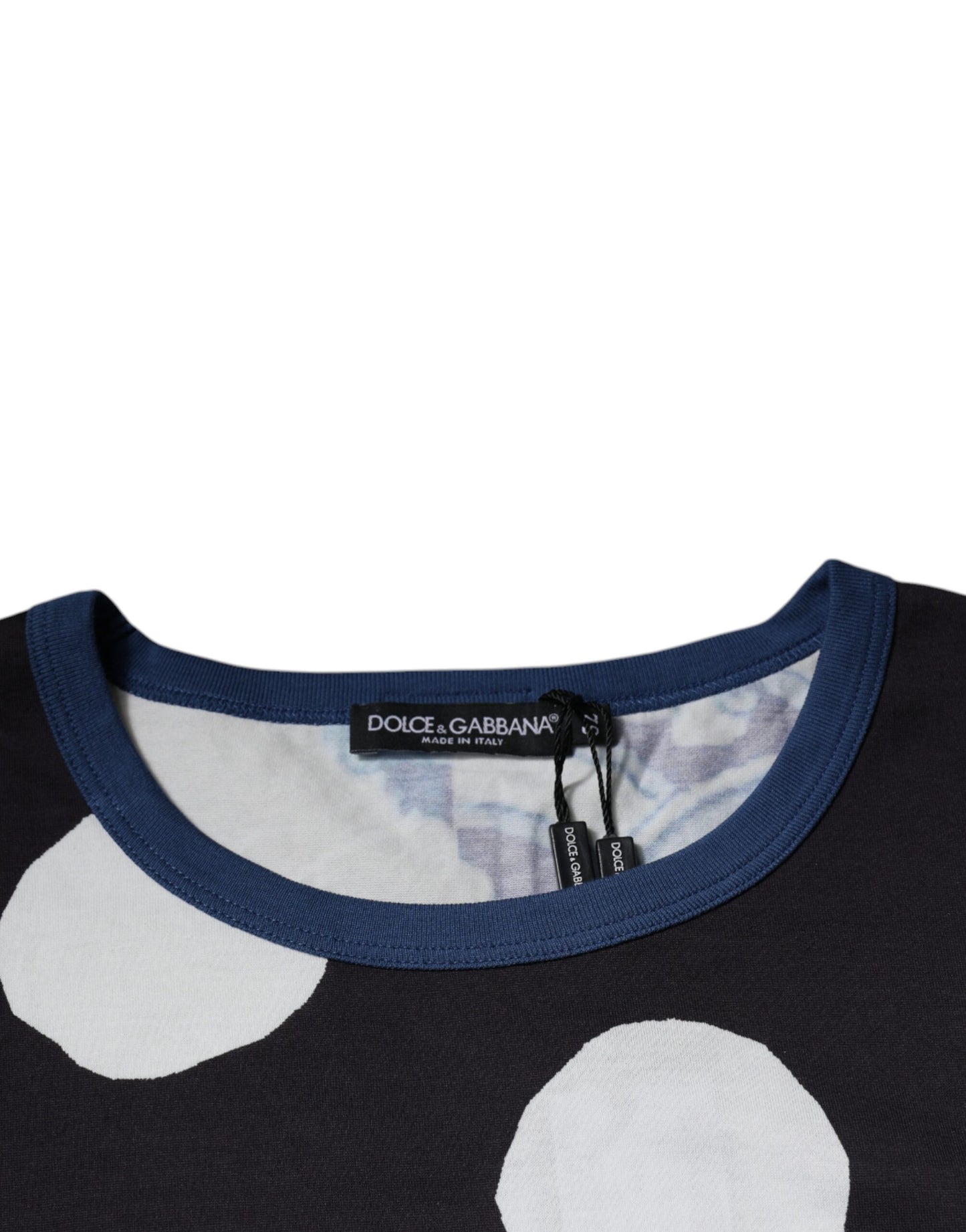 Dolce & Gabbana Black White Printed Cotton Crew Neck T-shirt Dolce & Gabbana