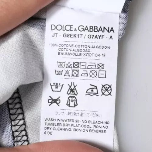 Dolce & Gabbana Black White Printed Cotton Crew Neck T-shirt Dolce & Gabbana