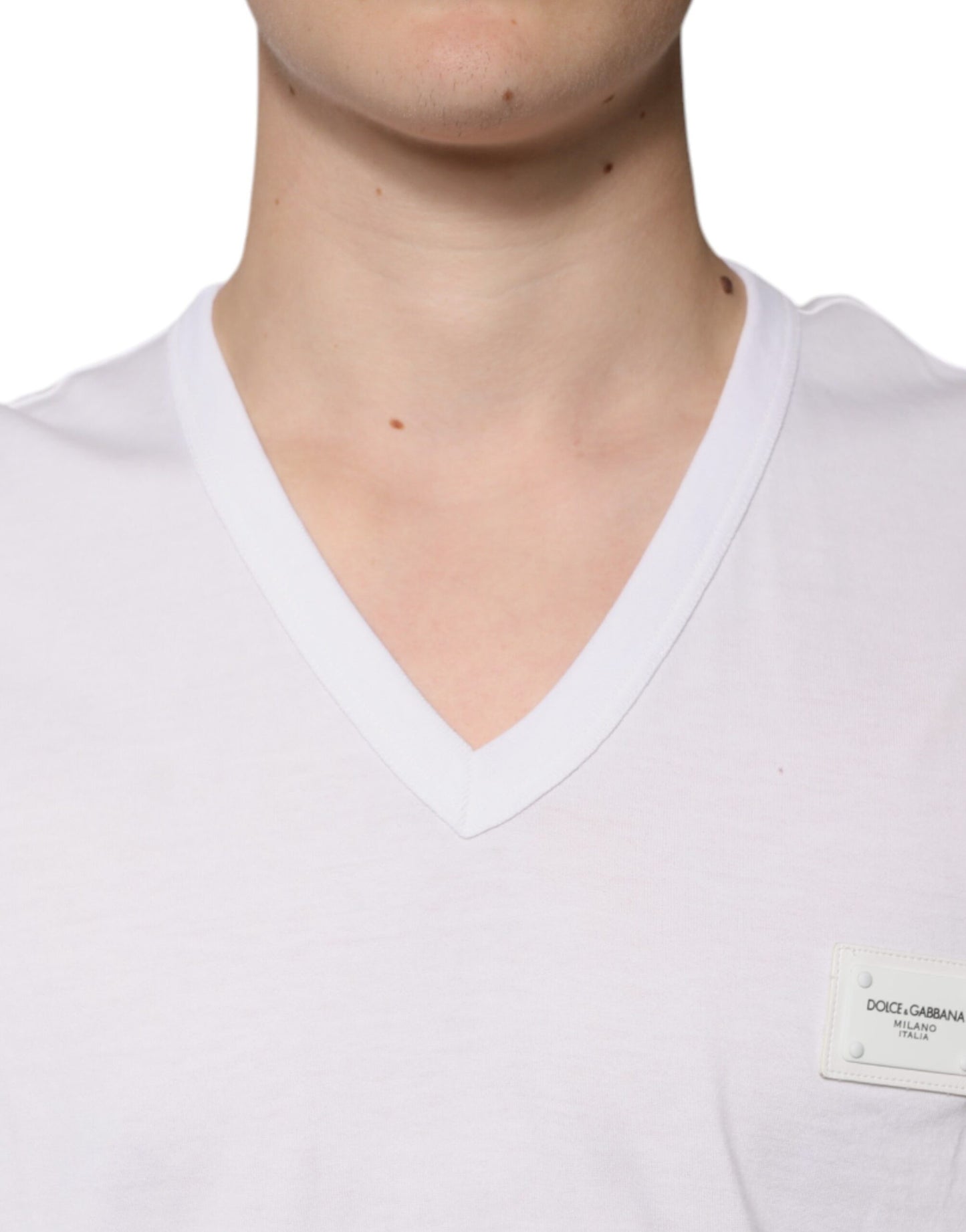 Dolce & Gabbana White Logo V-neck Short Sleeve T-shirt Dolce & Gabbana