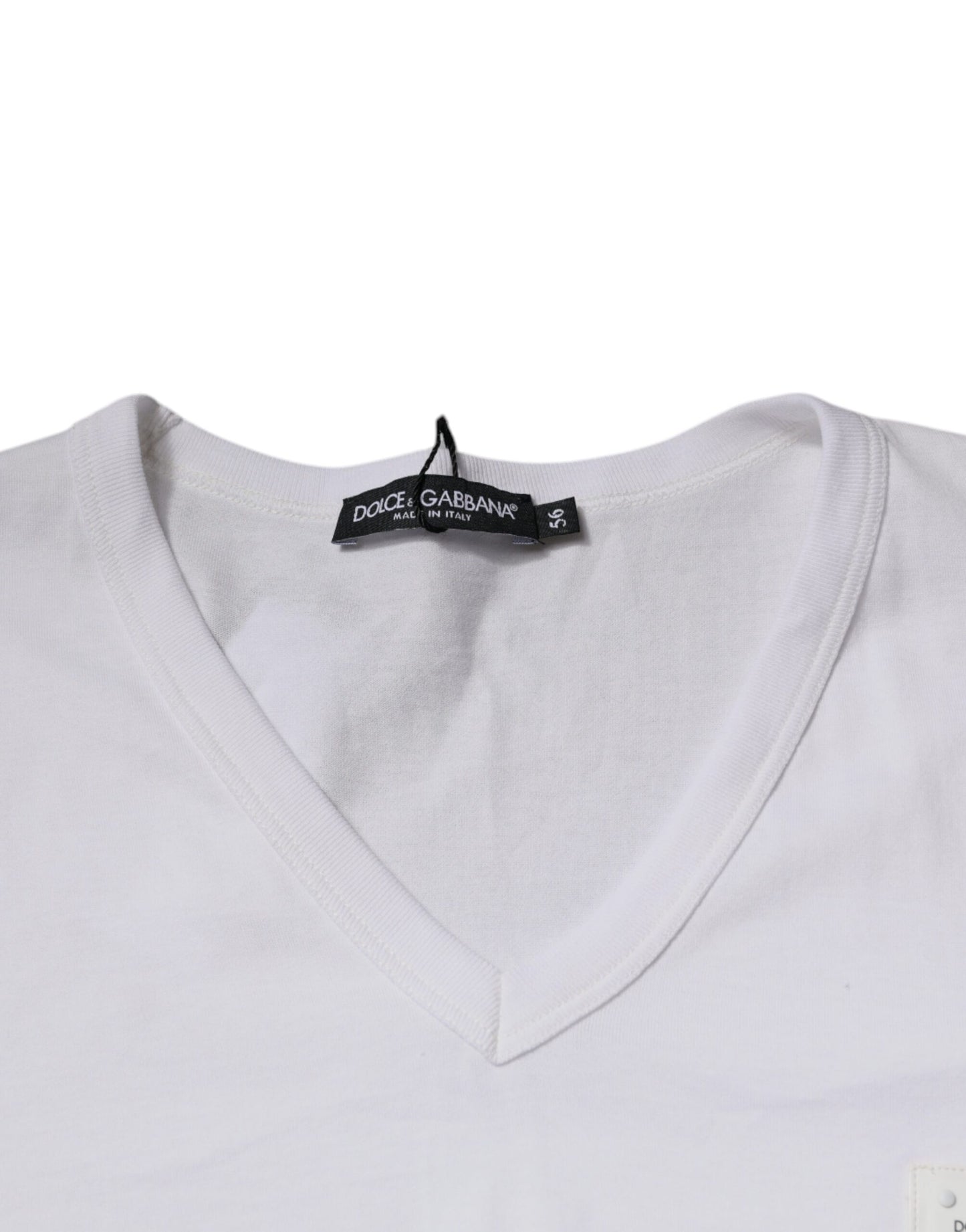 Dolce & Gabbana White Logo V-neck Short Sleeve T-shirt Dolce & Gabbana