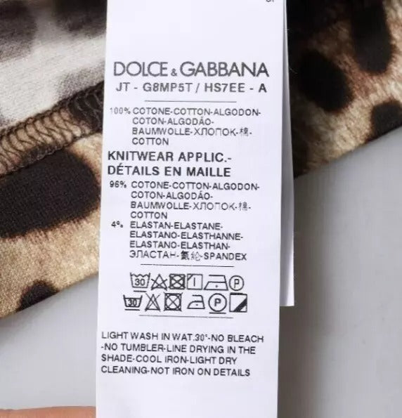 Dolce & Gabbana Brown Leopard Crew Neck Short Sleeve T-shirt Dolce & Gabbana