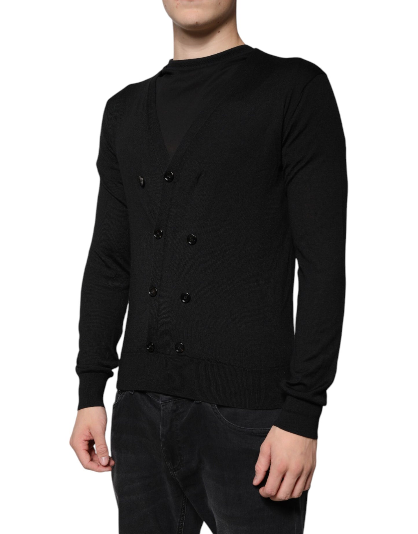 Dolce & Gabbana Black Cashmere Button Down Cardigan Sweater Dolce & Gabbana