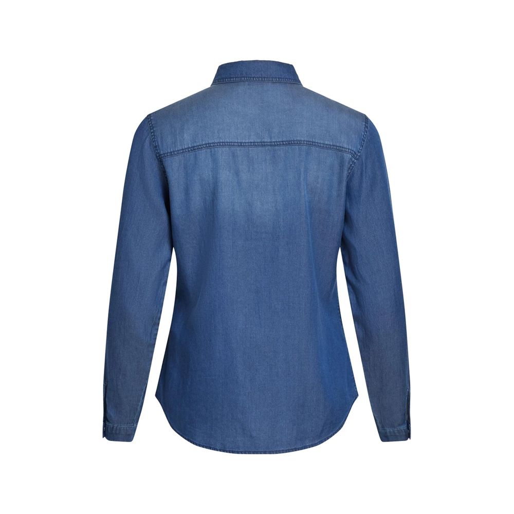 Vila Clothes Blue Cotton Shirt Vila Clothes
