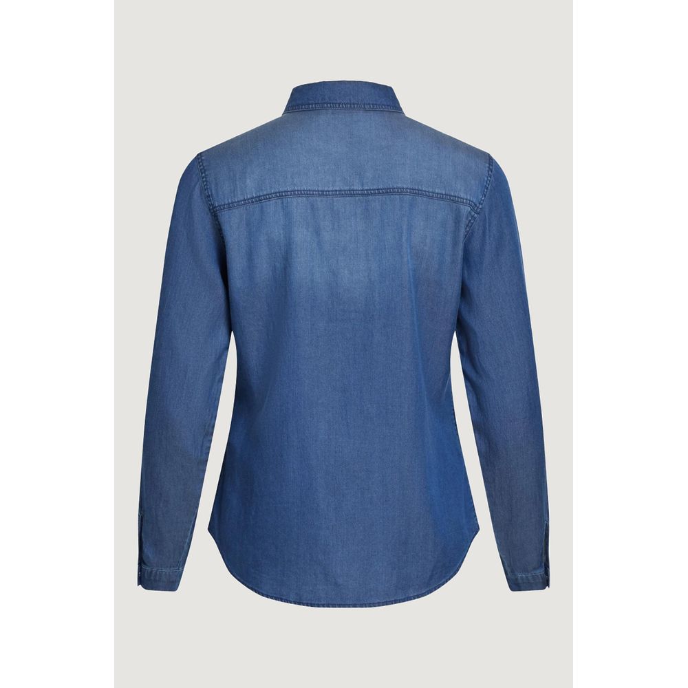 Vila Clothes Blue Cotton Shirt Vila Clothes