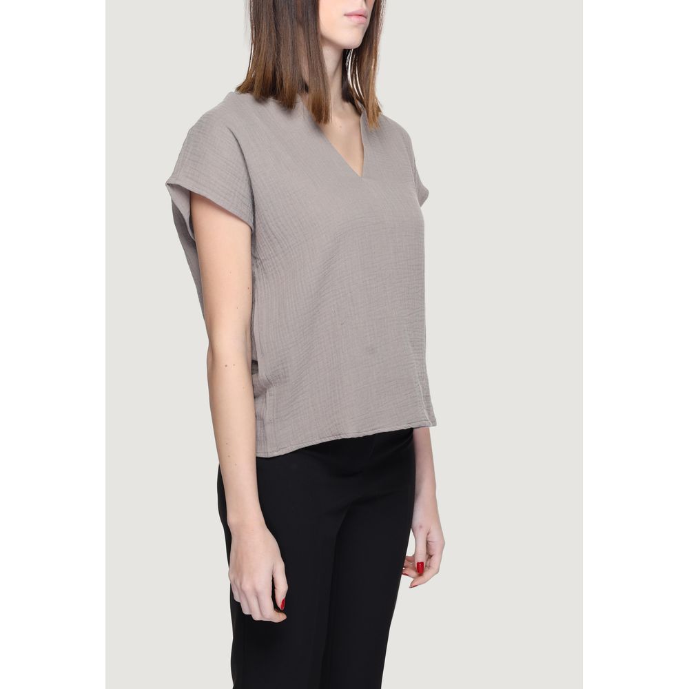 Jacqueline De Yong Beige Cotton Blouse Jacqueline De Yong