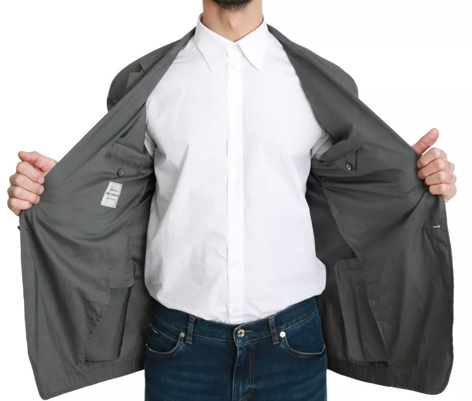 Dolce & Gabbana Gray Cotton Single Breasted Formal Blazer Dolce & Gabbana