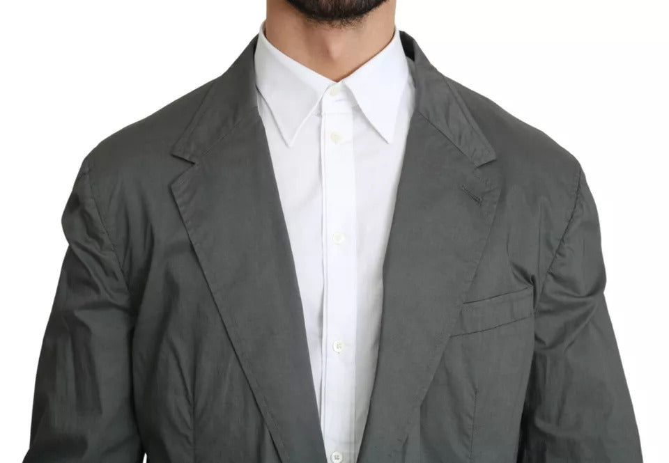 Dolce & Gabbana Gray Cotton Single Breasted Formal Blazer Dolce & Gabbana