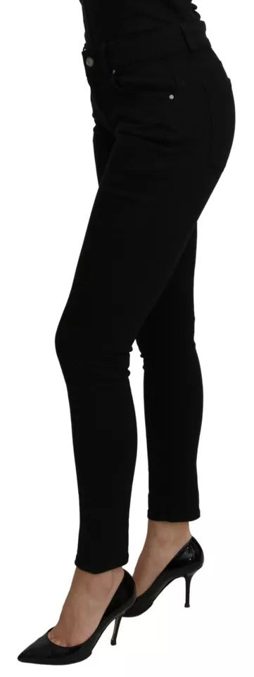 Dolce & Gabbana Black Mid Waist Slim Denim Cotton Stretch Jeans Dolce & Gabbana