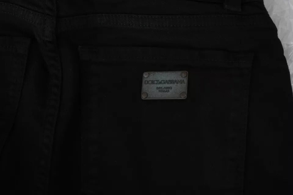 Dolce & Gabbana Black Mid Waist Slim Denim Cotton Stretch Jeans Dolce & Gabbana