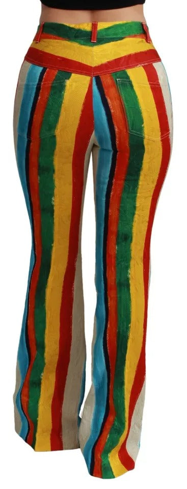 Dolce & Gabbana Multicolor Flared Riga Pittorica Pants Dolce & Gabbana