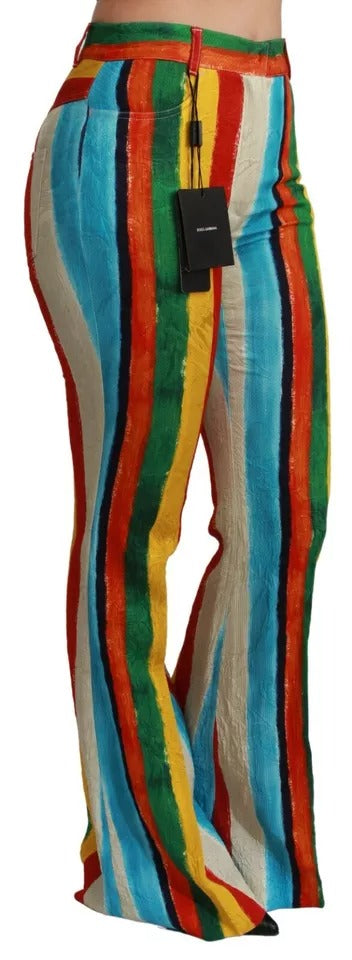 Dolce & Gabbana Multicolor Flared Riga Pittorica Pants Dolce & Gabbana