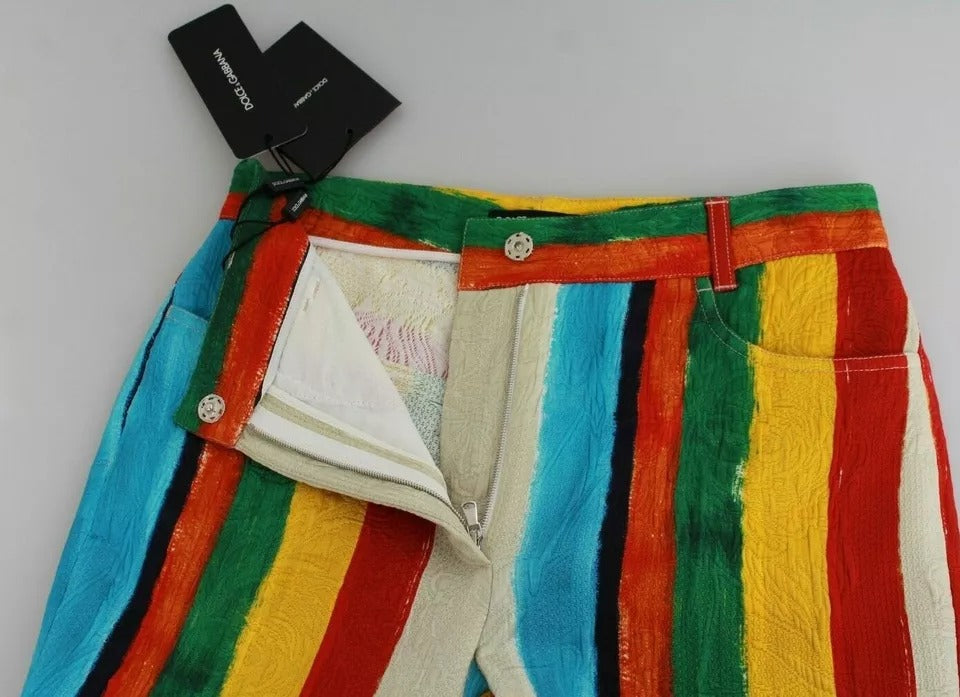 Dolce & Gabbana Multicolor Flared Riga Pittorica Pants Dolce & Gabbana