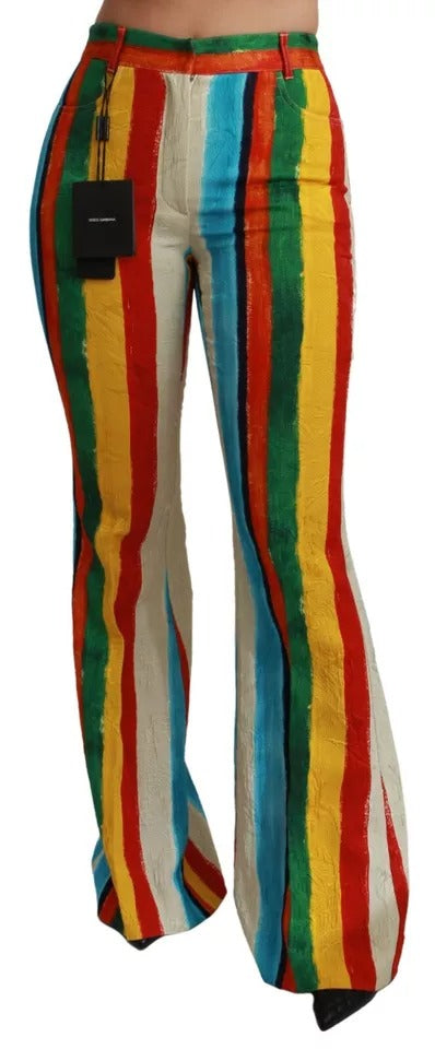 Dolce & Gabbana Multicolor Flared Riga Pittorica Pants Dolce & Gabbana