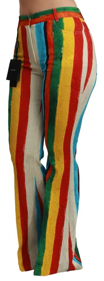 Dolce & Gabbana Multicolor Flared Riga Pittorica Pants Dolce & Gabbana
