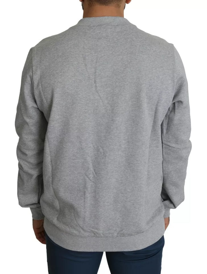 Dolce & Gabbana Gray Crown King Print Cotton Pullover Sweater Dolce & Gabbana