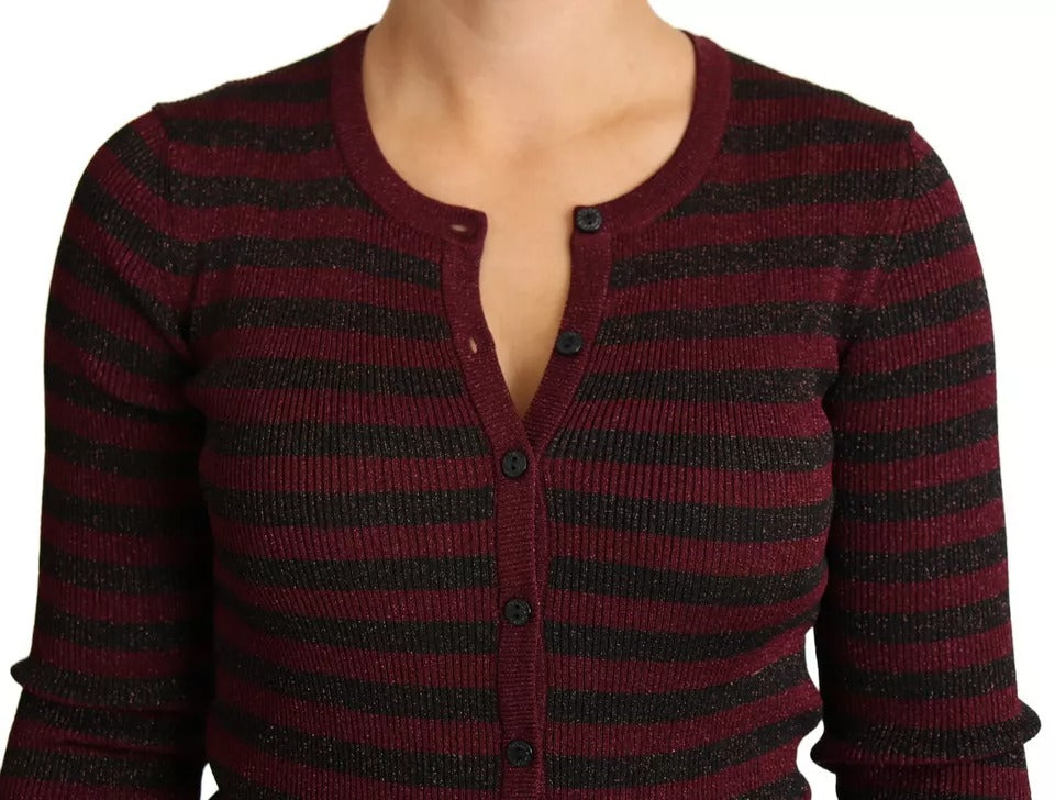 Dolce & Gabbana Black Red Striped Womens Cardigan Sweater Dolce & Gabbana