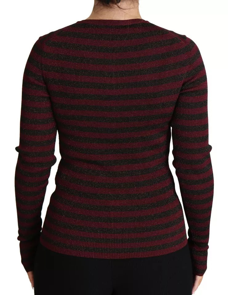 Dolce & Gabbana Black Red Striped Womens Cardigan Sweater Dolce & Gabbana