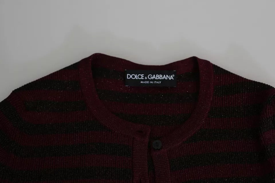 Dolce & Gabbana Black Red Striped Womens Cardigan Sweater Dolce & Gabbana