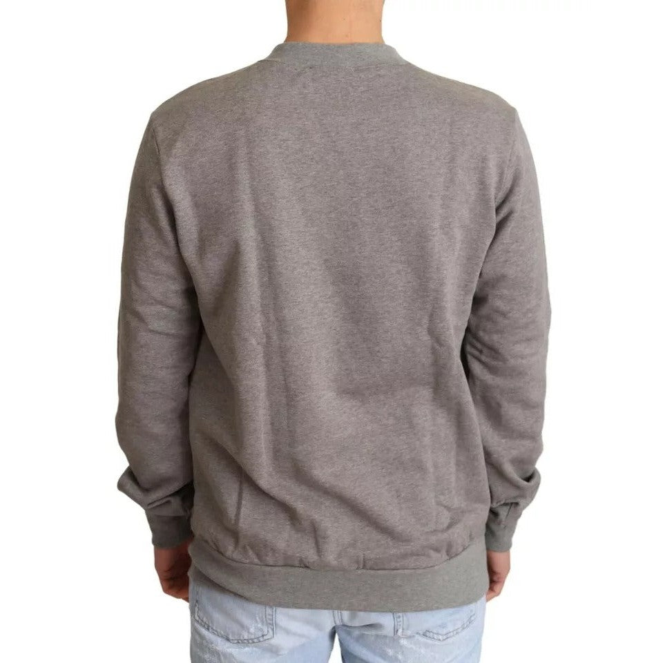 Dolce & Gabbana Gray Crown King Cotton Pullover Sweater