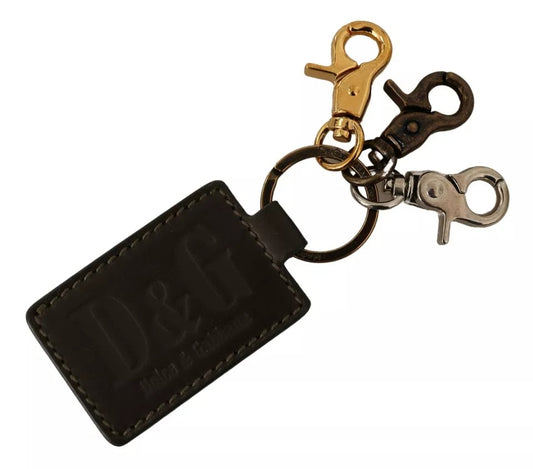 Dolce & Gabbana Green Leather D&G Logo Metal Ring Hook Keyring Keychain Dolce & Gabbana
