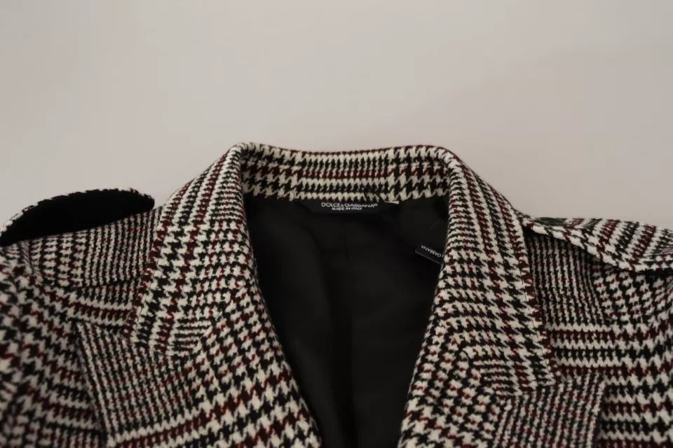 Dolce & Gabbana Gray Check Plaid Long Trench Coat Jacket Dolce & Gabbana